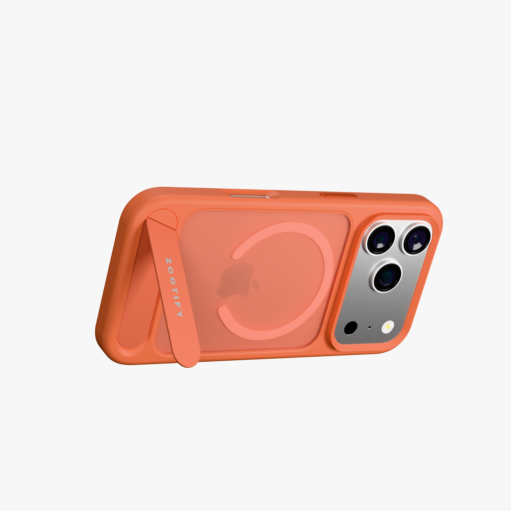 Frostand – Orange Frosted MagSafe Case Cover with Kickstand for iPhone 18 Pro
