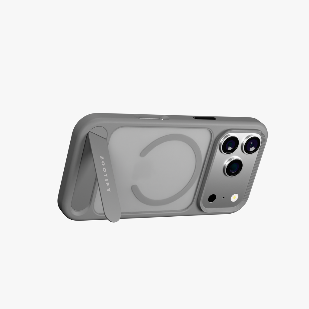 Frostand – Grey Frosted MagSafe Case Cover with Kickstand for iPhone 18 Pro