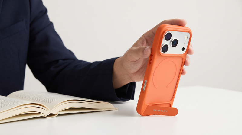 Frostand – Orange Frosted MagSafe Case Cover with Kickstand for iPhone 18 Pro mobile banner 1