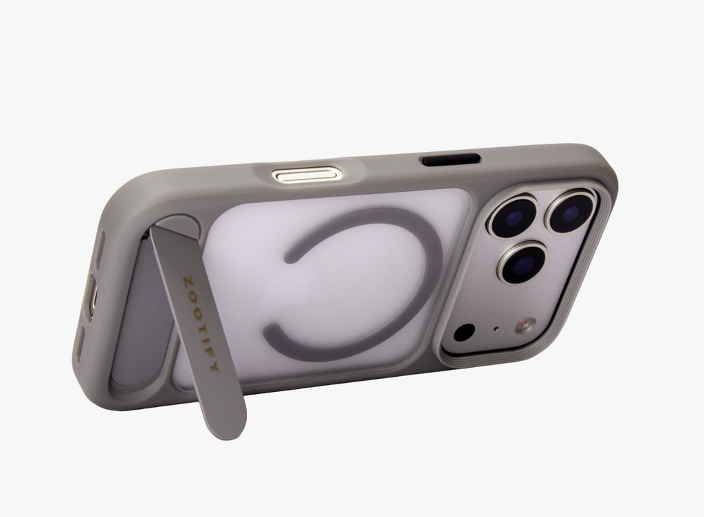 Frostand – Grey Frosted MagSafe Case Cover with Kickstand for iPhone 17 pro