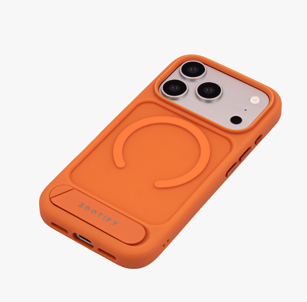 Frostand – Orange Frosted MagSafe Case Cover with Kickstand for iPhone 17 pro