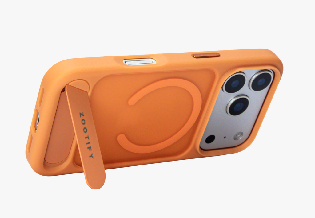 Frostand – Orange Frosted MagSafe Case Cover with Kickstand for iPhone 17 pro