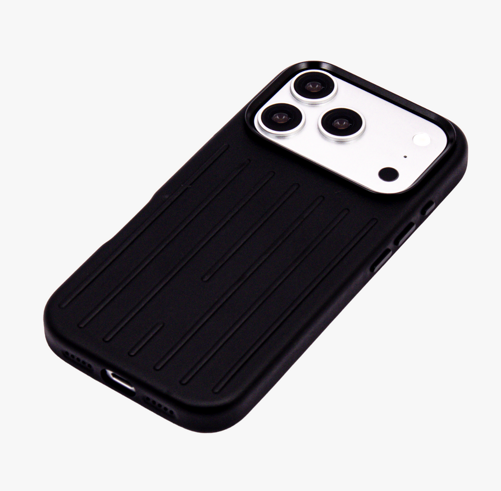 Ridge  – Black Premium Modern Leather-texture MagSafe Case Cover for iPhone 17 pro