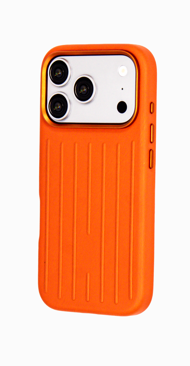 Ridge  – Orange Premium Modern Leather-texture MagSafe Case Cover for iPhone 17 pro