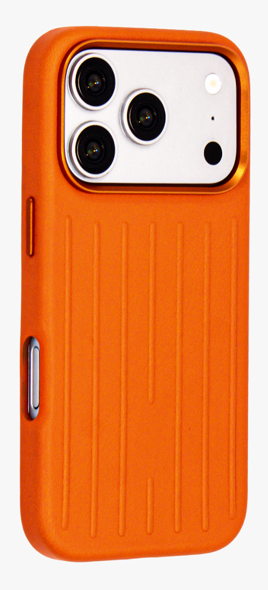 Ridge  – Orange Premium Modern Leather-texture MagSafe Case Cover for iPhone 17 pro