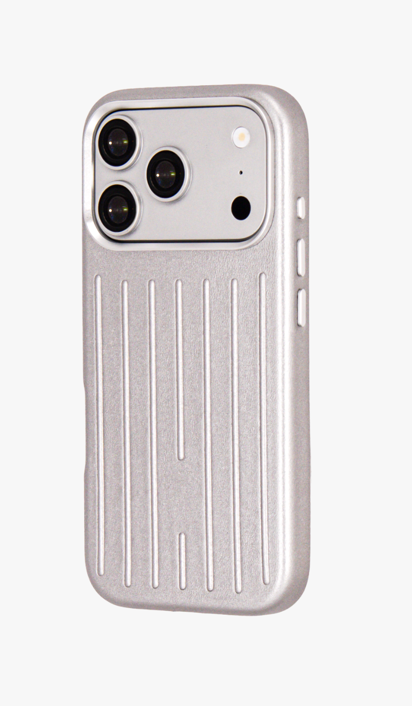 Ridge  – Silver Premium Modern Leather-texture MagSafe Case Cover for iPhone 17 pro