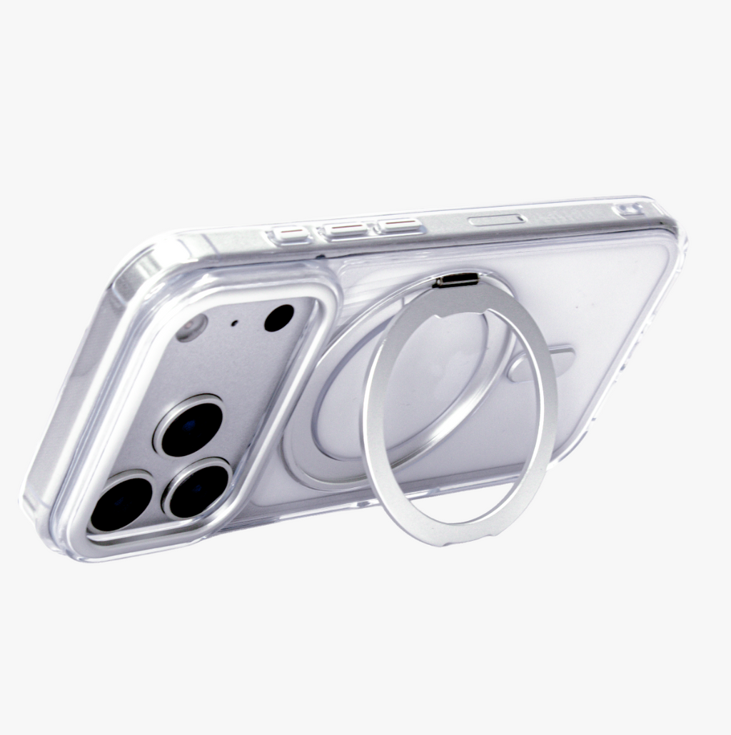 Orbit Grip – Clear transparent O-Stand MagSafe case cover for iPhone 17 pro