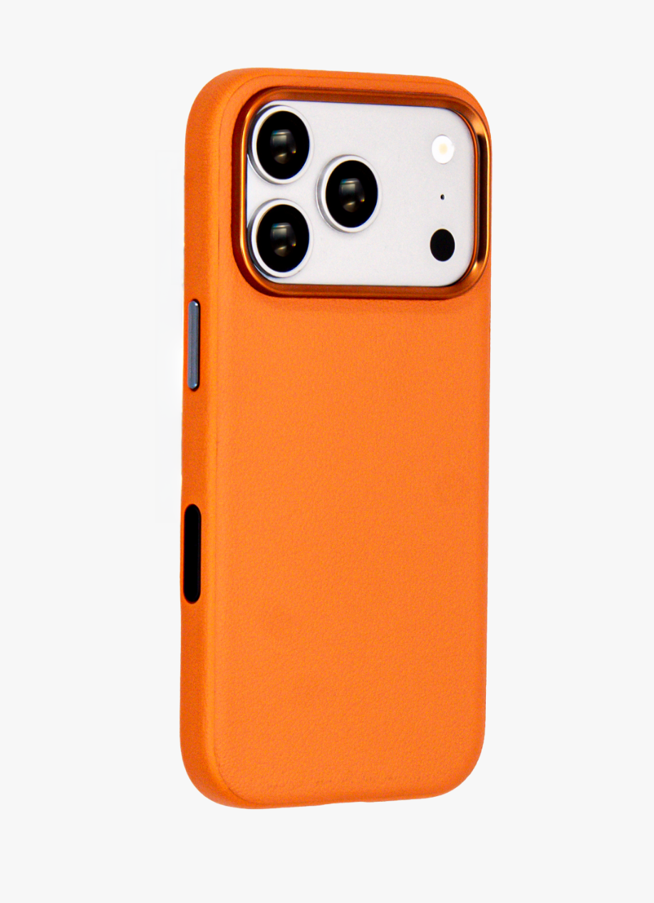 Primo – Orange Leather Premium MagSafe Case Cover for iPhone 17 pro