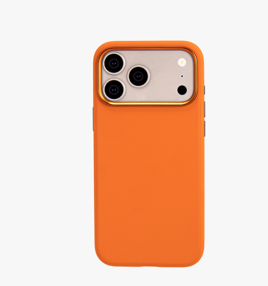 Primo – Orange Leather Premium MagSafe Case Cover for iPhone 17 Pro Max