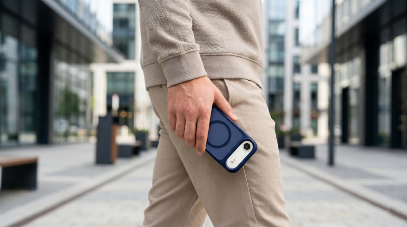 Frostand – Blue Frosted MagSafe Case Cover with Kickstand for iPhone 17 Air mobile banner 2