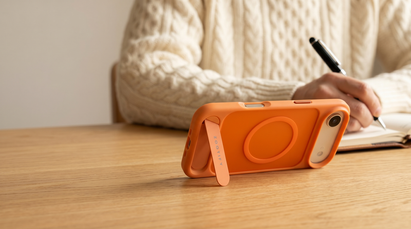 Frostand – Orange Frosted MagSafe Case Cover with Kickstand for iPhone 17 Air mobile banner 1