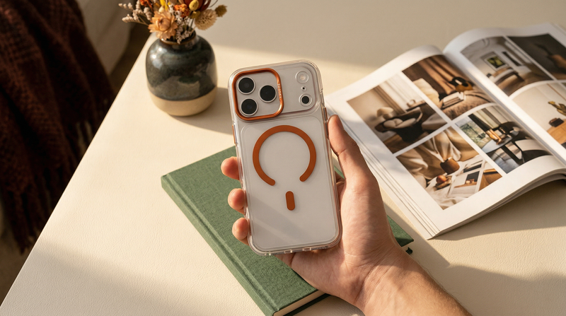 Ironclad – Transparent Orange MagSafe Case Cover for iPhone 18 Pro mobile banner 1