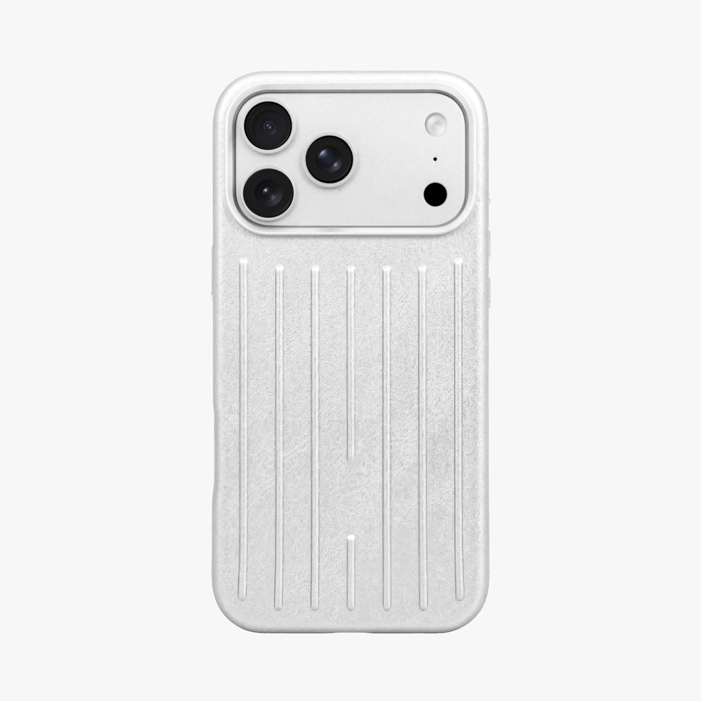 Ridge  – Silver Premium Modern Leather-texture MagSafe Case Cover for iPhone 17 Pro Max