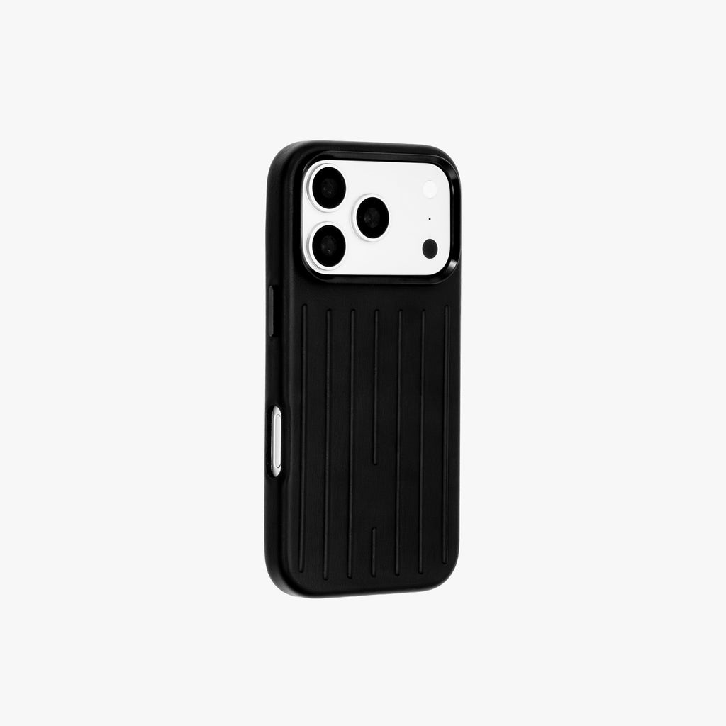 Ridge  – Black Premium Modern Leather-texture MagSafe Case Cover for iPhone 17 pro