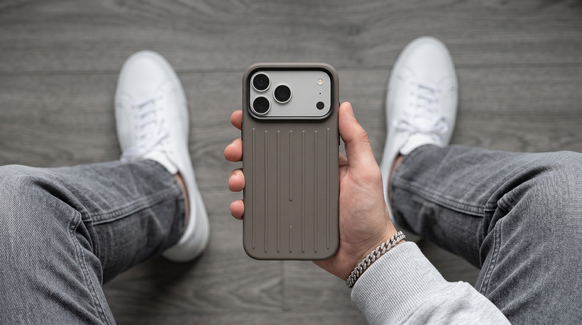 Ridge  – Grey Premium Modern Leather-texture MagSafe Case Cover for iPhone 17 pro banner 2