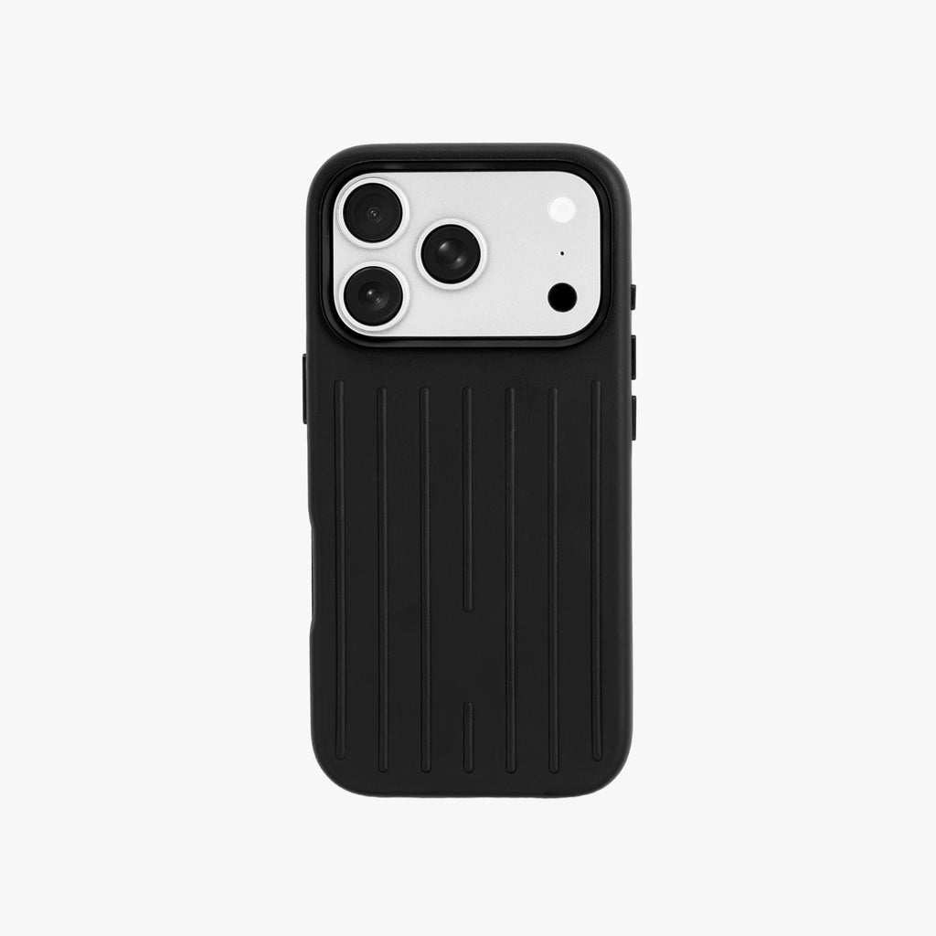 Ridge  – Black Premium Modern Leather-texture MagSafe Case Cover for iPhone 17 pro