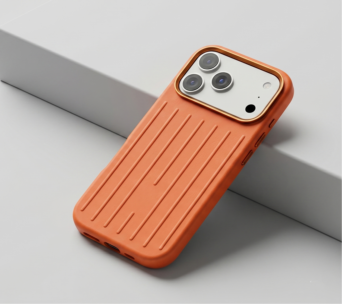 Ridge  – Orange Premium Modern Leather-texture MagSafe Case Cover for iPhone 17 pro banner 1