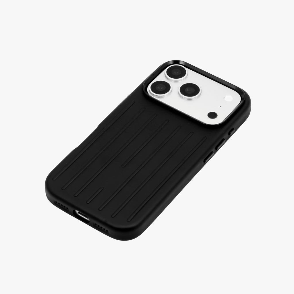 Ridge  – Black Premium Modern Leather-texture MagSafe Case Cover for iPhone 17 pro