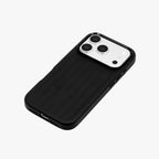 Ridge  – Black Premium Modern Leather-texture MagSafe Case Cover for iPhone 17 pro