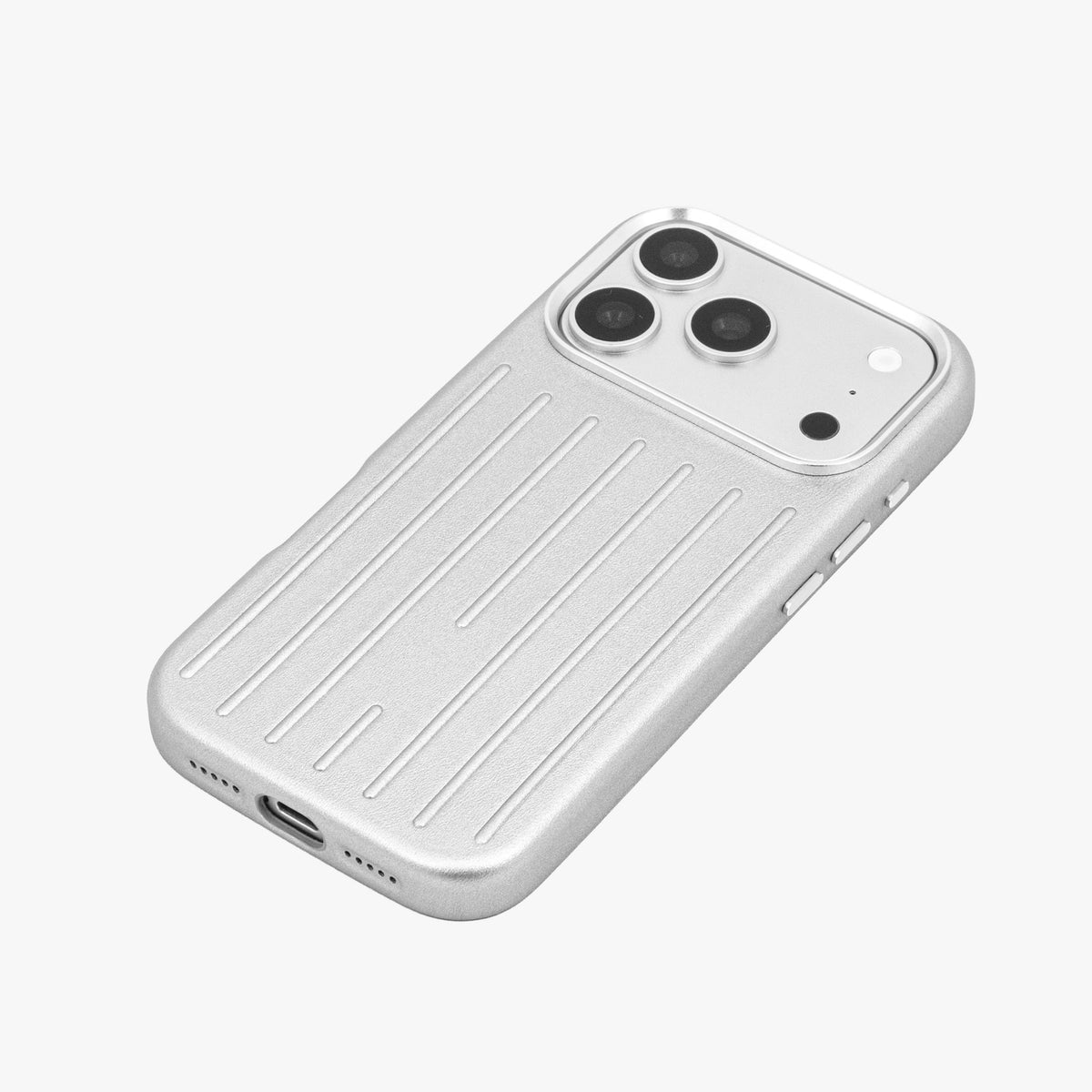 Ridge  – Silver Premium Modern Leather-texture MagSafe Case Cover for iPhone 17 pro