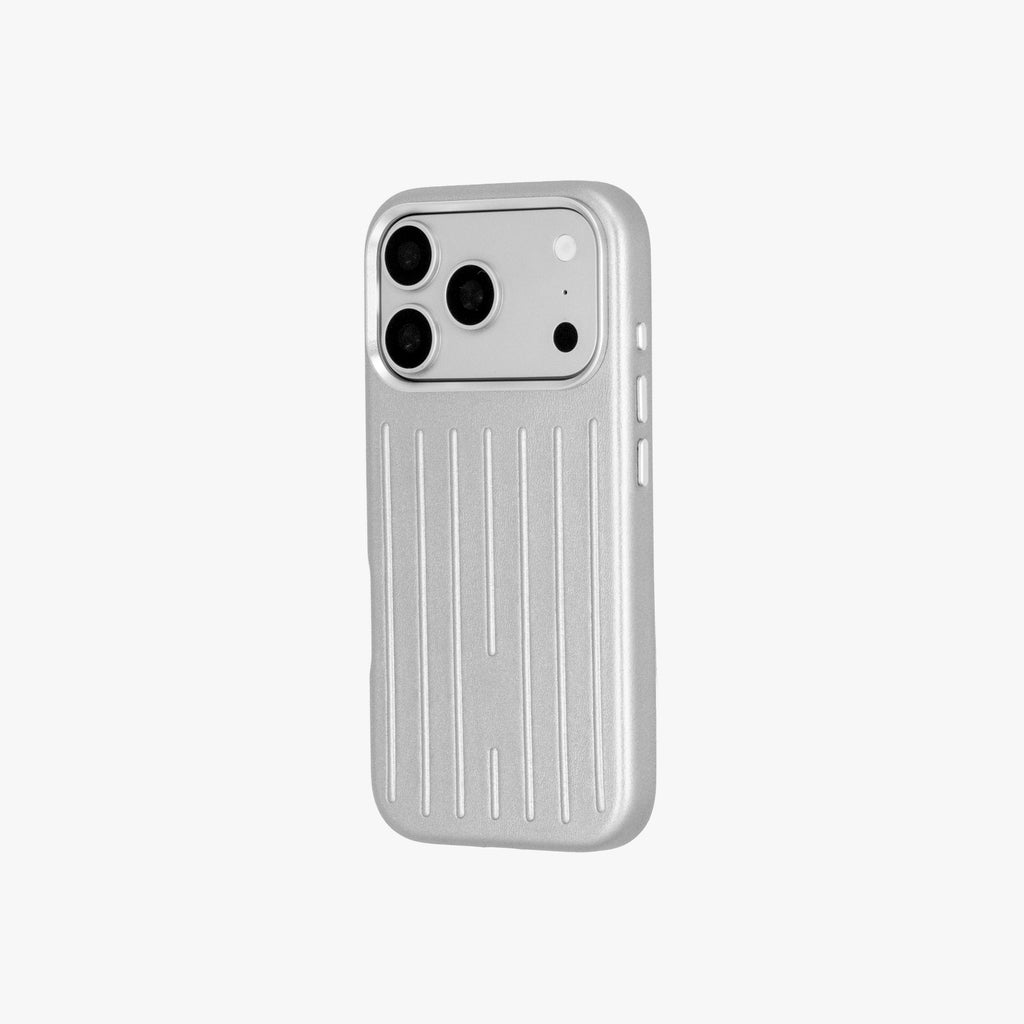 Ridge  – Silver Premium Modern Leather-texture MagSafe Case Cover for iPhone 17 pro